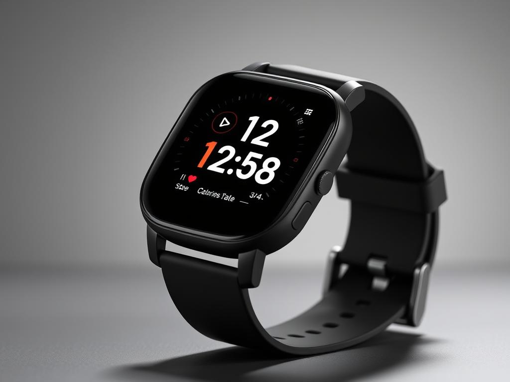 BOZLUN Fitness Tracker Watch showing fitness tracking interface and black silicone band