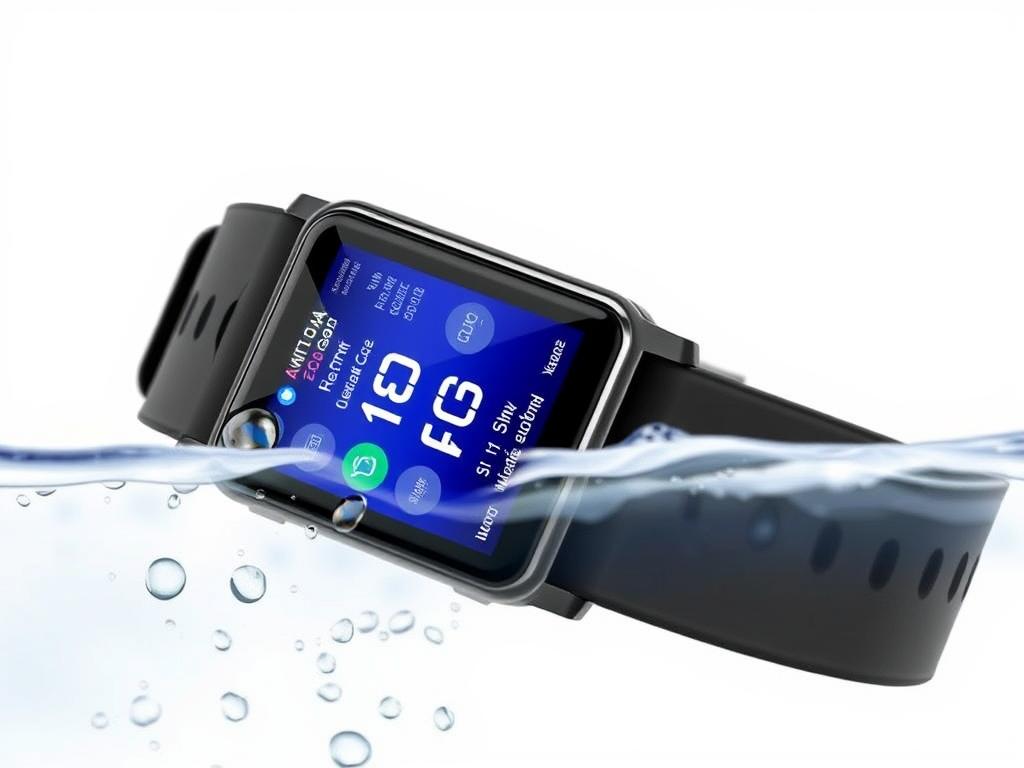 TYKOIT Touchscreen Waterproof Smartwatch displaying fitness tracking and water resistance features